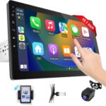 10.1 Inch Rotatable Carplay Screen for Car and Android Auto,Single Din Car Stereo with 720P Backup Camera,Touch Screen GPS Navigation,Bluetooth,Voice Control