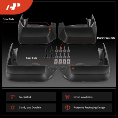 A-Premium Set of 4PCS Mud Flaps Splash Guards Mudguards Mudflaps with Hardware Kits Accessory Compatible with Honda Odyssey 2014-2017 Mini Passenger Van, Front and Rear (Driver & Passenger Sides) - Image 3