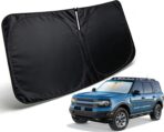 Windshield Sun Shade for 2021 2022 2023 2024 2025 2026 Ford Bronco Sport Accessories, Car Front Window Sun Visor & Heat Shield | 420D Sunshade Protection Blocks UV Rays Keep Your Car Cooler
