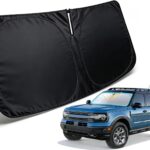 Windshield Sun Shade for 2021 2022 2023 2024 2025 2026 Ford Bronco Sport Accessories, Car Front Window Sun Visor & Heat Shield | 420D Sunshade Protection Blocks UV Rays Keep Your Car Cooler
