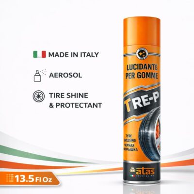 ATAS Italian Tire Shine Spray – Long-Lasting Shine, Deep Black Gloss, Professional Tire Dressing, 13.5 fl oz,3-in-1 Revive, Protect & Polish Cleaner - Image 2