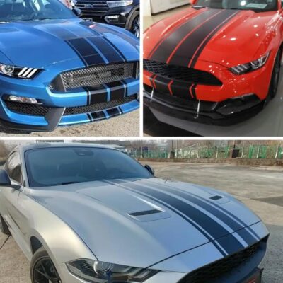 Car Hood Stripe Sticker Universal Auto Racing Stripes Body Side Decal Vinyl Stripe Sticker Accessories Modified Decoration for Car Vehicles (Black, 63 * 11'') - Image 2