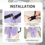 Sexysamba 2 Pcs Plush Bow Car Headrest Neck Pillow Cute Bow Pillow for Car Seat Décor Soft Neck Support for Comfortable Driving Traveling Office Fluffy Head Rest Cushion, Purple - Image 3