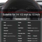 Xizopucy Wood Grain Steering Wheel Cover Black Universal Microfiber Leather, Suitable for 14 1/2-15 inch Comfortable Anti-Slip, Good Breathable and Odorless Car Steering Wheel Cover - Image 6