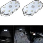 2 PCS Car Led Lights Interior,White Ambient Lighting Car Interior,USB Rechargeable Car Interior Reading Light,Portable Led Lights for Car