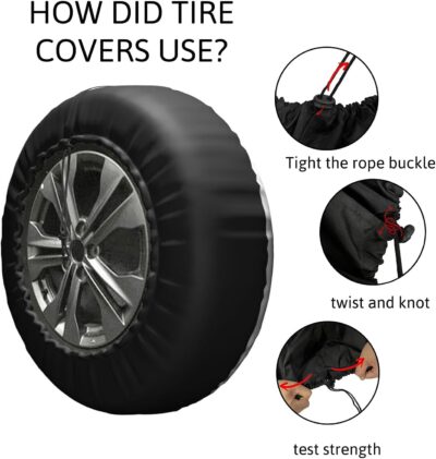 Camper Spare Tire Cover Mountain Adventure Wheel Protectors Tyre Covers Weatherproof Wheel Covers Universal Fit for Trailer Rv SUV Truck Camper Travel Trailers 14" - Image 6