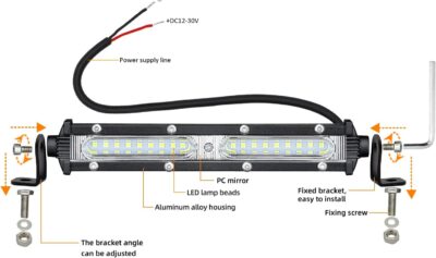 STDYSUN Ultra Slim Single Row LED Offroad Driving Fog Lights Bar 2Pcs 7Inch Waterproof Auxiliary Work Lights Grille Lights Bar fit for Motorcycle Truck Trator ATV UTV Golf Cart Boat Cars - Image 3