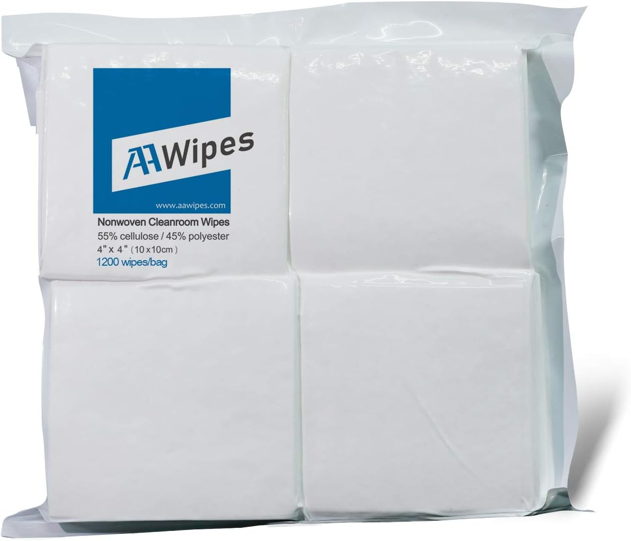 617amk1gBXL._AC_SL1500_.jpg AAwipes Cleanroom Wipers 4x 4 (1200 Pcs, Cellulose/Polyester Blend, Grade A, 68GSM) Lint Free Wipes 4" x 4" for Lab, Electronics, Pharmaceutical, Printing and Semiconductor Industries - Image 1