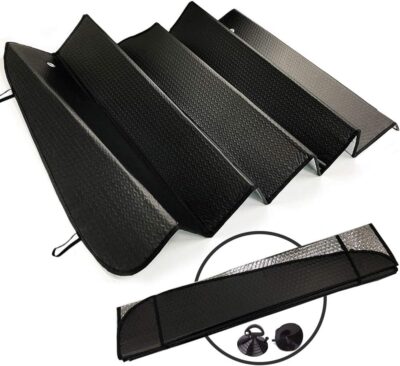 Big Hippo Front Car Sun Shade Windshield, Jumbo/Standard Sunshade Keeps Vehicle Cool UV Ray Sun Visor Protector Sunshades - Easy to Use Folding Sun Shade - Silver/Black Sides(Size: 55.16 X 27.5inch) - Image 5