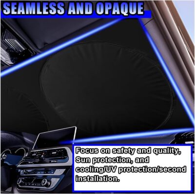 Car Windshield Sun Shade, Foldable Automotive Front Window Heat Blocking Sun Shield, Universal Reflective Vehicle Interior Protective Cover for Car, SUV, Truck (65×36 inch) - Image 3