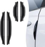 4 PCS Car Door Anti-Collision Strip, Rearview Anti-Impact Sticker, Door Protection Decorative Covers, Door Edge Bumper Guard, Universal Car Side Door Edge Protector (Black)