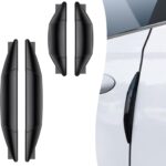 4 PCS Car Door Anti-Collision Strip, Rearview Anti-Impact Sticker, Door Protection Decorative Covers, Door Edge Bumper Guard, Universal Car Side Door Edge Protector (Black)