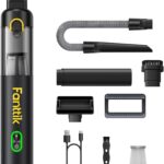Fanttik V8 Mate Upgraded Cordless Car Vacuum, Portable Mini Vacuum with 13000pa Suction Power, 2 Suction Modes, Type-C Charge, Handheld Vacuum for Car, Small Tasks, Keyboards, Office Desk (Black)