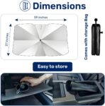 GENANY Silver Umbrella Sunshade for Electric Vehicle (59x37 Inches) with 360° Rotation Bendable Handle, Foldable Car Windshield Sunshade Umbrella, Auto Gift, Spring Car Decor - Image 2