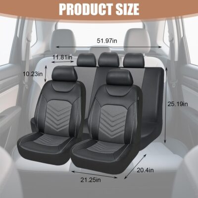 Car Seat Cover Full Set, Comfortable Breathable 5D Mesh Fabric Vehicle Seat Cover, Airbag Compatible Automotive Interior Chair Protecter, Universal for SUV Sedan Truck - Image 2