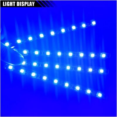 1 Pack 12V Car Interior LED Strip Light, 4 in1 Under Dash Ambient Lighting Kit, 36 LED Auto Interior Decorative Lamp Car Atmosphere Neon Night Light with Cigarette Adapter Plug (Blue) - Image 6