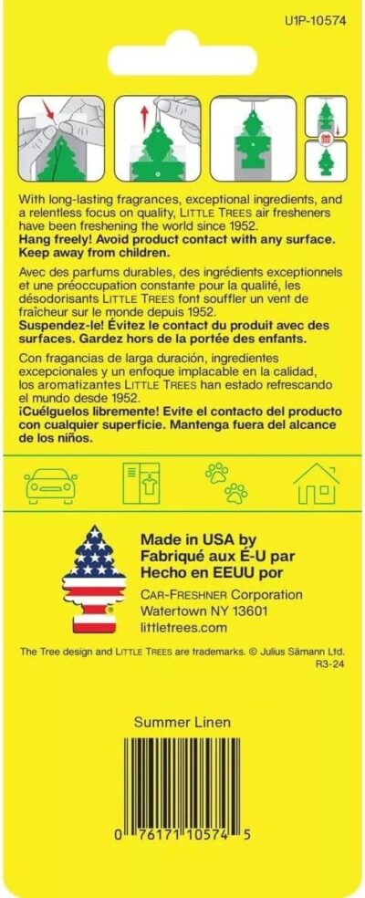 Little Trees Cardboard Hanging Car, Home & Office Air Freshener, Summer Linen (Pack of 12) - Image 3