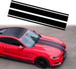 Car Hood Stripe Sticker Universal Auto Racing Stripes Body Side Decal Vinyl Stripe Sticker Accessories Modified Decoration for Car Vehicles (Black, 63 * 11'')