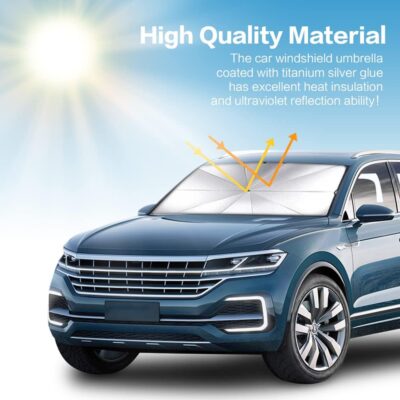 AOCISKA 55" x 31" Car Sunshade Umbrella,Upgraded Windshield Cover Sun Shade,UV Reflecting Portable Front Window Cover,Universal Car Windshield Sunshades,UV Block for Front Windows,Fits Most Vehicles - Image 2