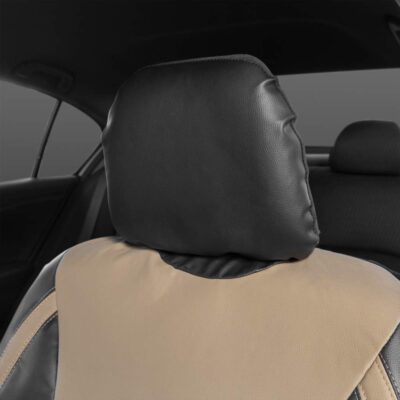 Motor Trend Beige Faux Leather Car Covers for Front Seats – Premium Automotive Bucket Seat Covers, Made for Vehicles with Removable Headrests, Interior Covers for Truck Van SUV - Image 6
