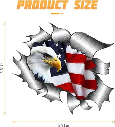 2 Pack American Bald Eagle Car Decal Sticker, 5.91X5.51 Inch Patriotic Eagle Truck Decal Waterproof Bumper Sticker for Car Truck Trailer SUV Van Outdoor Window Wall Laptop Tablet Glass (Number 3) - Image 2