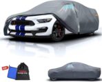 2026 Upgrade Car Cover Waterproof All Weather, Heavy Duty Full Exterior Cover Universal Fit Coupe Ford Mustang/Shelby, Chevrolet Camaro/Corvette, Kia Optima, Audi A4/A5, BMW 5 Series 525i etc.