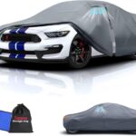 2026 Upgrade Car Cover Waterproof All Weather, Heavy Duty Full Exterior Cover Universal Fit Coupe Ford Mustang/Shelby, Chevrolet Camaro/Corvette, Kia Optima, Audi A4/A5, BMW 5 Series 525i etc.