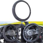 Zipelo Elastic Stretch Car Steering Wheel Cover, Leather Breathable Vehicle Steer Wheel Protective Guard, Anti-Slip Automotive Steer Wheel Protector Accessories, Universal for Most Cars (Black)