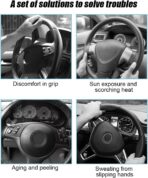 Mandark Car Steering Wheel Cover, 15 Inchs Microfiber Leather Non-Slip Vehicle Steering Wheel Protector, Breathable Auto Interior Protection Accessories, Universal for SUV Sedan Truck (Black/Brown) - Image 5