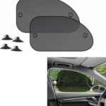 2 Pack Car Window Shade, Auto Sun Shades for Side Window, Sun Glare and UV Rays Protection, Foldable Mesh Heat Insulation Cover with Suction Cup Universal for Most Cars (Perforated)