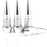 SINGARO 45mm Spiked Aluminum Stem Valve Caps,4PCS Dustproof Tire Wheel Stem Caps for Cars,SUVs,Trucks Bicycles and Motorcycles(Silver)
