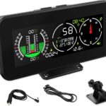 Car Inclinometer for Off Road Vehicles, GPS Speedometer MPH KMH with Compass Multfunctional Digital HUD Level Tilt Gauge Angle Slope Meter with Coordinate Display, M60