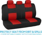 BDK PolyPro Car Seat Covers Full Set in Red on Black – Front and Rear Split Bench Seat Covers, Easy to Install, Accessories for Auto Trucks Van SUV - Image 7