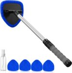desin Windshield Cleaning Tool, Car Window Cleaner Windshield Cleaner with 4 Reusable and Washable Microfiber Pads and Extendable Handle Auto Inside Glass Wiper Kit