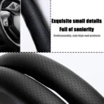 LoyaForba Car Steering Wheel Cover, Universal 15 Inch Leather Segmented Auto Steering Wheel Protector, Anti-Slip and Soft Breathable, Car Interior Accessories for Most Vehicle, SUV, Truck (Black) - Image 4