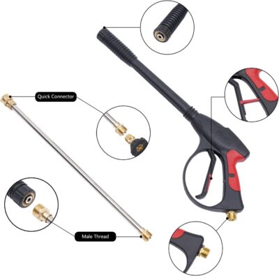 3000 PSI Pressure Washer Gun Power Washer Spray Gun Kit with Universal M22 Connector and 5 Quick Connect nozzles for Generac Briggs Craftsman - Image 4