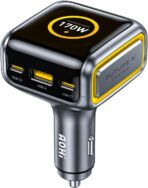 AOHI SUPERAUTO 170W Car Charger with TFT Smart Display, 140W PD 3.1 USB C Fast Charging Car Adapter, Compatible with MacBook Pro, Laptops, iPhone 17 Pro Max, Galaxy S25 Ultra