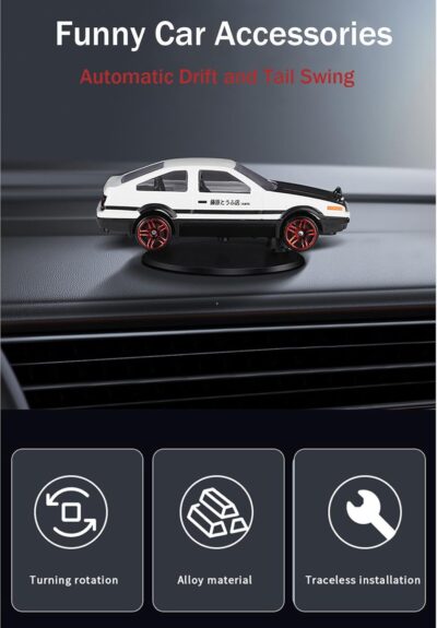 Car Dashboard Decorations – Drift & Turn Mini Car Model Ornament – Dynamic Interactive Automobile Decor for Enthusiasts Vehicle Interior Dashboard Drifting Decorations Accessories Gifts (White-AE86) - Image 4