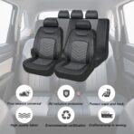 Car Seat Cover Full Set, Comfortable Breathable 5D Mesh Fabric Vehicle Seat Cover, Airbag Compatible Automotive Interior Chair Protecter, Universal for SUV Sedan Truck - Image 6
