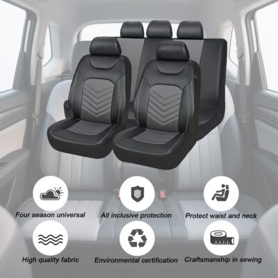 Car Seat Cover Full Set, Comfortable Breathable 5D Mesh Fabric Vehicle Seat Cover, Airbag Compatible Automotive Interior Chair Protecter, Universal for SUV Sedan Truck - Image 6
