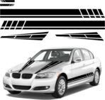 6PCS Car Hood Stripe Sticker, Vinyl Auto Body Side Rearview Mirror Decal, Sports Racing Stripe Graphic Decal Stickers, Universal Vehicle Exterior DIY Decoration Accessories (Black)