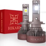 HIKARI WINGS H7 Foglight, 60000LM Pure White 6000K LED Bulbs, Plug & Play IP68 Waterproof Pack of 2