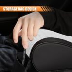 Car Armrest Cushion, Memory Foam Auto Center Console Armrest Pillow Pad with Storage Bag, Breathable Leather Middle Console Protective Pad with Phone Holder Relieve Elbow Pressure (WhiteGray) - Image 5