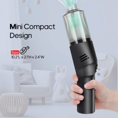 Portable Mini Car Vacuum Cleaner, High Power Cordless(400g) Handheld Rechargeable Vacuum Cleaner for Desk V06 - Image 2