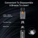 Windone Car Vacuum, 12000Pa 2-in-1 Cleaner & Tire Inflator 150PSI, 60W Brushless Motor, Cordless Handheld Vacuum & Air Pump with Pressure Gauge, LED Light, Multi-Nozzles for Car, Home, Office - Image 4