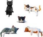 5 Pcs Mini Cat Figurines Car Decor Dashboard Accessories Cute Resin Cat Ornaments for Rearview Mirror Desk Decorations Funny Car Gifts Interior Decors