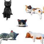 5 Pcs Mini Cat Figurines Car Decor Dashboard Accessories Cute Resin Cat Ornaments for Rearview Mirror Desk Decorations Funny Car Gifts Interior Decors