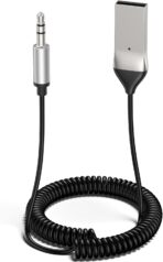 Meliya Aux to Bluetooth 5.3 Adapter for Car, USB 2.0 to 3.5mm Bluetooth Receiver Jack Kit with Built-in Microphone Aux Input for Hands-Free Calls, Car Speaker, Home Audio, Music Streaming