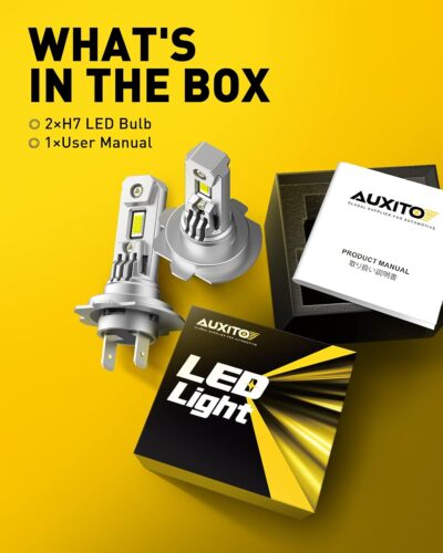 AUXITO UpgradedH7 LED Bulbs, 350% Brighter, 6500K White, 1:1 Mini Size, No Adapter Required, Non-Polarity, All-in-One H7ll Fog Light Bulb, Plug and Play, Pack of 2 - Image 6
