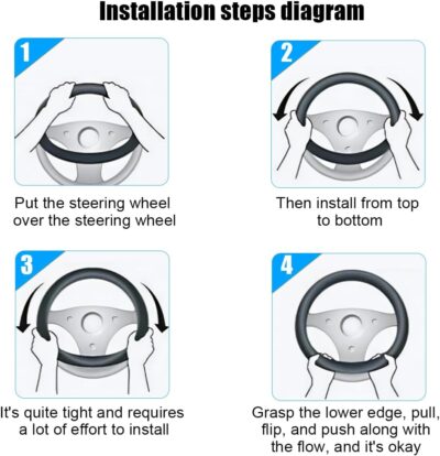 Bling Car Steering Wheel Cover, 15 Inch Elastic Stretch Crystal Rhinestone Vehicle Steering Wheel Protector, Anti-Slip Auto Interior Protective Cover, Universal for SUV RV Truck (Black) - Image 5